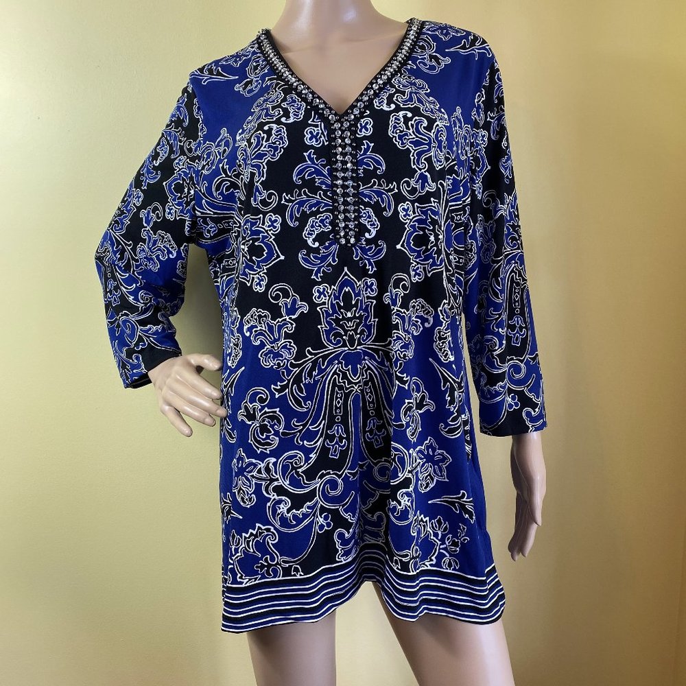 Women’s Tunic Top w/Embellished Neckline – Size XL